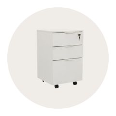 Piedistallo mobile moderno bianco su sfondo tondo beige