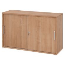 BETA 1752S | Armadietto con porte scorrevoli chiudibili a chiave | 2 altezze - Noce manico a forma di ringhiera in plastica