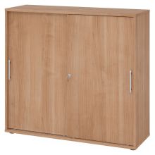 BETA 1753S | Armadietto con porte scorrevoli chiudibili a chiave | 3 altezze - Noce manico a forma di ringhiera in plastica