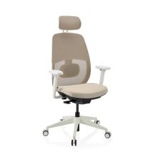 Skandis Pro | con poggiatesta | Struttura: Bianco - Sedia da ufficio professionale Beige / Bianco