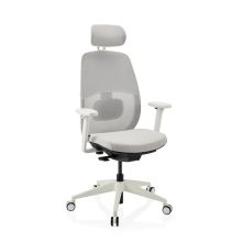 Skandis Pro | con poggiatesta | Struttura: Bianco - Sedia da ufficio professionale Grigio / Bianco
