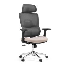 Ergomy Pro | Tessuto a rete / Tessuto - Sedia da ufficio professionale Grigio scuro / beige