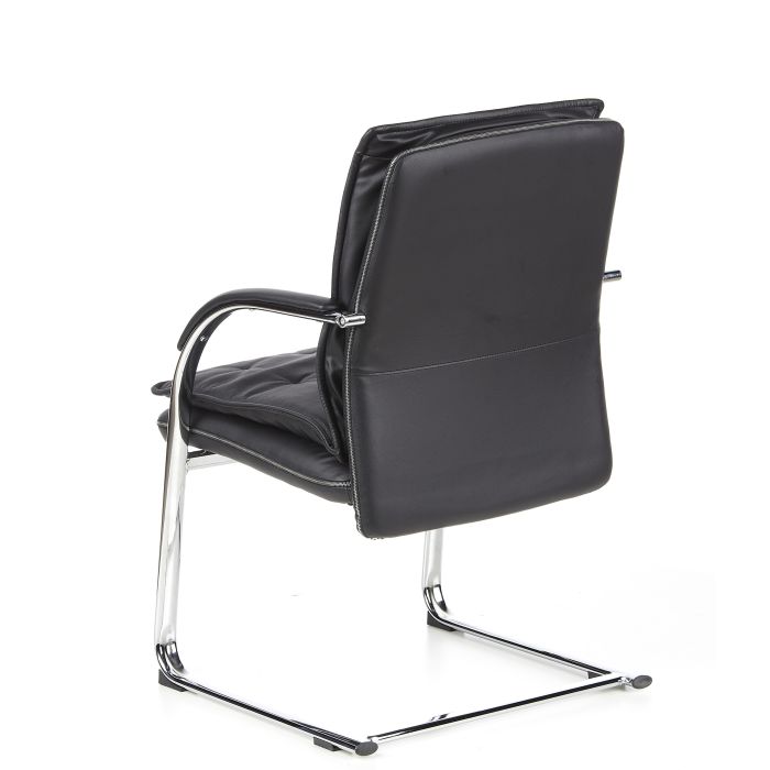 Sedia Per Visitatore HJH Office Flexo V PU – Sedia A Sbalzo Con Braccioli, Imbottita, Design Cromato, Nero