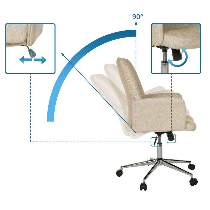 hjh OFFICE 739002 Sedia da ufficio Home-Office SISCA Tessuto Bianco